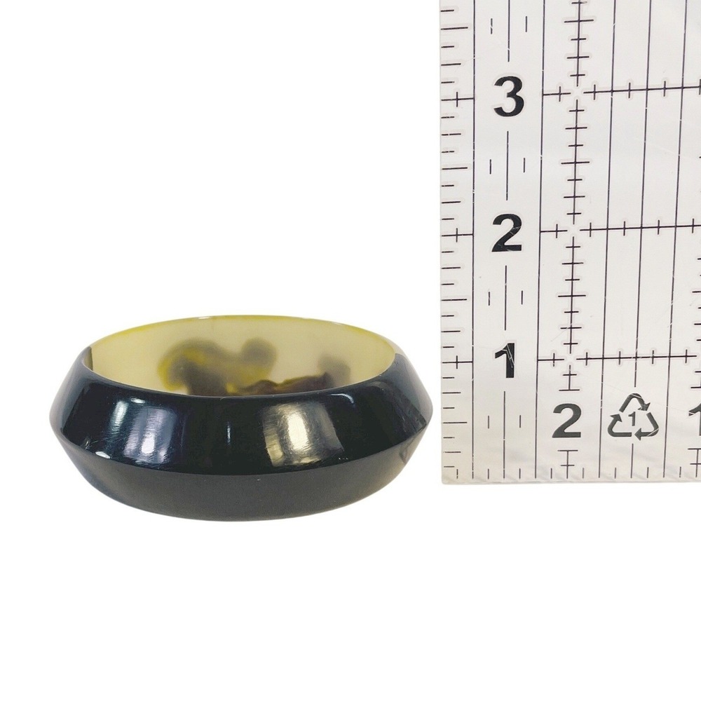 Vintage Chunky Mod Lucite Bangle Bracelet Black Amber Marbled Acrylic Statement - Picture 13 of 14